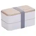 hombrima Bento Boxes, Lunch Bento Box Container with 2-Layer Cultery Sets for Kids Adult Work School, Suitable for Microwave Dishwasher (White)