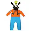 Disney Boy's Goofy Hooded Coverall Onesie with Ears and Hat, 100% Cotton, Orange, Size 9M
