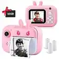 Sofortbildkamera für Kinder, MINIBEAR Kinder Kamera 2,4 Zoll 1080P Bildschirm 40MP Videokamera für Mädchen Spielzeugkamera, Kinder Selfie Kamera Kleinkind Kamera Kinder Camcorder mit 32G Karte (Rosa)