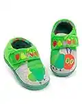 World Of Eric Carle The Very Hungry Caterpillar Book Slippers For Kids Toddlers | Girls Boys Green Grey Illustrated House Shoes | Slip On With Grip Sole