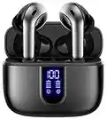 TAGRY Bluetooth Headphones True Wireless Earbuds 60H Playback LED Power Display Earphones with Wireless Charging Case IPX5 Waterproof in-Ear Earbuds with Mic for TV Smart Phone Computer Laptop Sports