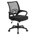 Yaheetech Office Chair Ergonomic Computer Chair Mid Back Adjustable Desk Chair with Lumbar Support Armrest, Swivel Mesh Task Gaming Chair for Home Office Work Study, Black