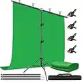 Heysliy Sfondo verde schermo con supporto kit, 6,5 x 6,5 m portatile verde schermo stand con schermo verde da 5 x 6,5 m per streaming, videogiochi, zoom