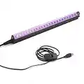 UV LED Black Light Bar: 10W 1ft USB Portable Blacklight Lamp Purple Color UV Light for Glow in The Dark for Body Paint Blacklight Parties Stain Detector Halloween 1 Pack