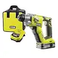 Ryobi R18SDS-L25S Marteau à percussion sans fil 18 V avec raccord SDS-Plus pour perceuse, vis, perceuse marteau/burinage facile, éclairage LED, GripZoneTM avec batterie lithium-ion 18V 2,5 Ah Vert