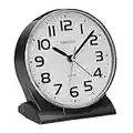 FAMICOZY 4.5" No Ticking Analog Alarm Clock,Silent Readable for Seniors,Easy to Set,Gradual Rise Alarm,Big Numbers,On/Off Switch on Side,Gentle Wake,Snooze Soft Backlight,Battery Operated,Black