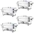 ALPHA LIVING 70014-GRAY 4 Pack 8QT Chafing Dish High Grade Stainless Steel Chafer Complete Set, 8 QT, Alpine Gray Handle