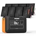 OUPES 2400W Portable Power Station 2232Wh Solar Generator w/ 2PCS 240W Solar Panels LiFePO4 Battery Backup 5 AC Outlets (5000W Surge) Fast Charging Input/Output for Home Emergency Use Outdoor RV Camping Travel