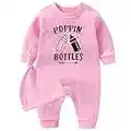 culbutomind Ensemble de vêtements pour bébé à manches longues avec imprimé « Baby Loves Rock », Bouteilles Poppin rose., 1 mois