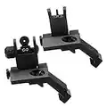 45 Degree Offset Flip Up Sights,Front and Rear Flip up 45 Degree Tactical Rapid Transition Sights Backup Iron Sight for AR 15 Picatinny Rail and Weaver Rails