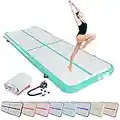 SK DEPOT Inflatable Yoga Track Inflatable Gymnastics Mattress 10ft x 3.4ft x 0.3ft Artistic Gymnastics Tumbling Track Mat Indoor Outdoor Thickness Air Track for Gym Home (Green)