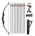 Vogbel Archery Recurve Bow and Arrows Set for Adults 30lb 40lb Takedown Bow Left and Rght Hand Longbow Kit for Beginner Hunting Shooting Practice(Black,40lb)