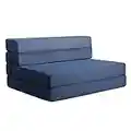 Milliard- Matelas en Mousse Pliant de 11,5 cm, Futon Polyuréthane Pliable/Lit Fauteuil - Single Bleu (190 cm X 90 cm)