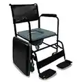 Mobiclinic, Barco, Silla con WC o inodoro para ancianos, Marca Española, para discapacitados, minusválidos, Silla orinal con ruedas, Asiento ergonómico, Reposapiés antideslizantes, Negro