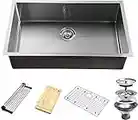 32-Inch Undermount Workstation Kitchen Sink, 20 Gauge Single Bowl Stainless Steel with Accessories (Pack of 5 Built-in Components), Silver