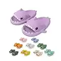 Cute Slippers for Women - Shark Slides Adult - Shark Slippers Shower Shoes - Non-Slip Beach Shoes EVA Soft Couples Slippers, Purple, 8.5-9 Women/7-8 Men