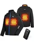 ISSYZONE Veste Chauffante pour Homme et Femme, Veste Chaude Imperméable et Coupe-vent, Veste Chaude Chauffante Électrique avec Batterie Externe 9600 mAh, pour Ski Pêche Randonnée Moto