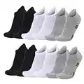 BUDERMMY Calcetines Tobilleros Hombres, 6 Pares Calcetines Deporte Hombre, Algodon Cortos Invisibles Calcetines Mujer antideslizantes acolchados Calcetines Hombres (Blanco + gris + negro, 39-42)