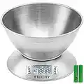 Etekcity Food Kitchen Scale with Bowl, Digital Weight Scale for Food Ounces and Grams, Cooking and Baking, Timer, and Temperature Sensor, 2.06 QT, Stainless Steel