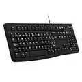 Logitech K120 Teclado con Cable Business para Windows, Tamaño Normal, Resistante a Líquido, Barra Espaciadora Curvada, PC/Portátil, Disposición QWERTY Español, color Negro