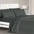 Mueller Ultratemp Bed Sheets Set, Super Soft 1800, 18-24 Inch Deep Pocket Sheets, Transfers Heat, Breathes Better, Hypoallergenic, Wrinkle, 6Pc, Dark Gray Queen