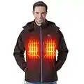 kemimoto Heated Jackets for Men with Detachable Hood, Battery Pack Electric Winter Coats Men, Veste Chauffante Homme for Skiing Motorcycle Riding - Large