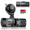 Abask Dash Cam Doppia Telecamera per Auto, Dashcam con Cabina Cam FHD 1080P Visione Notturna, Grandangolare di 310°, G-Sensor, Registrazione in Loop, Monitor di Parcheggio, Scheda SD da 32 GB inclusa