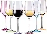 Set of 6 Colored Wine Glasses - 12 oz Hand Blown Italian Style Crystal Bordeaux Wine Glasses - Premium Stemmed Colored Glassware - Unique Drinking Glasses (6, Multicolor set)