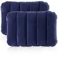 com-four® 2X Almohada Inflable - Cómoda Almohada de Viaje para Viajes en automóvil, Tren y autobús - Almohada de colchón de Aire en tamaño de Bolsillo (43x28x9cm - Azul)