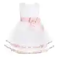 iixpin Babybekleidung Baby-Mädchen Prinzessin Kleid Festzug Taufkleid Hochzeit Partykleid Mädchen Tüll Kleidung Blumenmädchenkleid mit Baumwollhose Perle Rosa 80-86