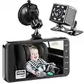 Zacro 1080P Baby Car Camera - Video Record & HD Night Vision, 170° Wide Angle Baby Car Mirror Monitor for Rear Facing Seat, Support Front & Rear Dash Cam