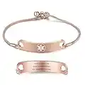 Medical Alert Bracelets for Women Jewelstruck Adjustable Emergency ID Bracelets Free Engraving Personalized Medical Bracelets for Women Custom Medical ID Bracelets for Women (Rose gold)