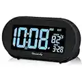DreamSky Auto Set Alarm Clock for Bedroom, Digital Desk Clock with 0-100% Dimmable Brightness Dimmer, Auto DST, Date, Temperature, USB Ports, Snooze, Electric Bedside Clock Nightstand