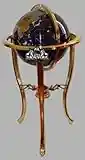 37" Floor Standing Blue Lapis Gemstone Globe with 50 USA Divided State Stones