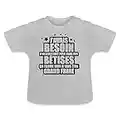 Spreadshirt Besoin d'un Assistant pour Mes Bêtises Je Vais Être Grand Frère Humour T-Shirt Bio col Rond Bébé, 12-18 Mois, Gris chiné