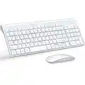 Wireless Keyboard and Mouse Ultra Slim Combo, TopMate 2.4G Silent Compact USB Mouse and Scissor Switch Keyboard Set with Cover, 2 AA and 2 AAA Batteries, for PC/Laptop/Windows/Mac - White