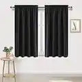 DWCN Black Blackout Curtains for Bedroom - Thermal Insulated Light Blocking Rod Pocket Window Curtains for Living Room 46 x 54 inch Length, 2 Panels