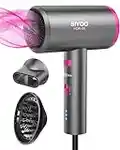 SIYOO Hair Dryer with Diffuser, 1600W Ionic Blow Dryer, Constant Temperature Hair Care Without Hair Damage, Lightweight Portable Travel Hairdryer, Grey Pink