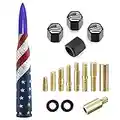 Car Truck Bullet Antenna with Valve Stem Caps - American Flag Design for GM Chevy Silverado 1500 2500 3500 HD Avalanche GMC Sierra 1500 2500 3500 Denali Heavy Duty Pickup Trucks Accessories (Blue)