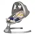 Dream On Me Zazu Baby Swing, Baby Swing for Infant, 5 - Swinging Speed, Two Attached Toys, Bluetooth Enabled and Remote Control, Grey and Blue