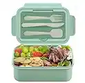 Lunch Box,Scatole bento, Scatole Bento Box con 3 Scomparti e Posate(Forchetta e Cucchiaio), scuola, lavoro, picnic, viaggi,può Essere Usato per Microonde e Frigo Lavastoviglie，Senza BPA