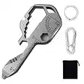 24- in-1 Key Shaped Pocket Tool, multitool key with key chain, Outdoor keychain tool for Drill Drive, Screwdriver, file, Wrench, Ruler, Bottle Opener,Wrench, Stripping, etc (Silver)