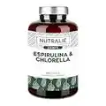 Espirulina & Chlorella 1800mg - Potente Efecto Saciante y Detox - Máxima Energía y Fuerza, Reduce Cansancio y Fatiga - Spirulina Pura 100% Vegana | 180 Cápsulas Nutralie