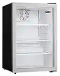 Danby Compact DAG026A1BDB 2.6 Cu.Ft. Commercial Mini Fridge, Glass Door Refrigerator For Office, Countertop, Perfect For Snacks, Soda, Beer, Lunch Foods, In Black, silver