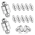 AIEX 12pcs Magnetic Bracelet Clasps, Locking Magnetic Clasps Magnetic Necklace Clasps with Round Buckle Magnetic Jewelry Clasps Magnet Clasp Converter for Jewelry Necklace Making (Silver)