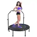 Foldable 40" Mini Fitness Trampoline for Adults, Max. Load 330lbs Fitness Rebounder with Adjustable Handle for Workout，Foldable Rebounder Trampoline for Adults Indoor Workout