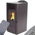 Pelletofen 9,5kW Pelletkamin 56300 Pelletheizung Kaminofen A+ Holzofen Glastür AWZ (schwarz/schwarz)