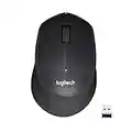 Logitech M330 SILENT PLUS Wireless Mouse, 2.4GHz with USB Nano Receiver, 1000 DPI Optical Tracking, 2-year Battery Life, Compatible with PC, Mac, Laptop, Chromebook - Black