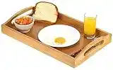 Serving tray bamboo - wooden tray with handles - Great for dinner trays, tea tray, bar tray, breakfast Tray, or any food tray - good for parties or bed tray