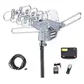 McDuory Amplified Digital Outdoor HDTV Antenna 150 Miles Long Range - 360 Degree Rotation Remote Control - Tools Free Installation - Support 2 TVs